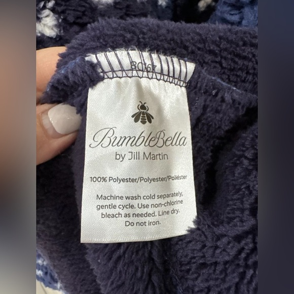 Bumblebella by Jill Martin Petite XL/1X Sherpa Shawl Lounger Navy Snow Leopard - Picture 5 of 9